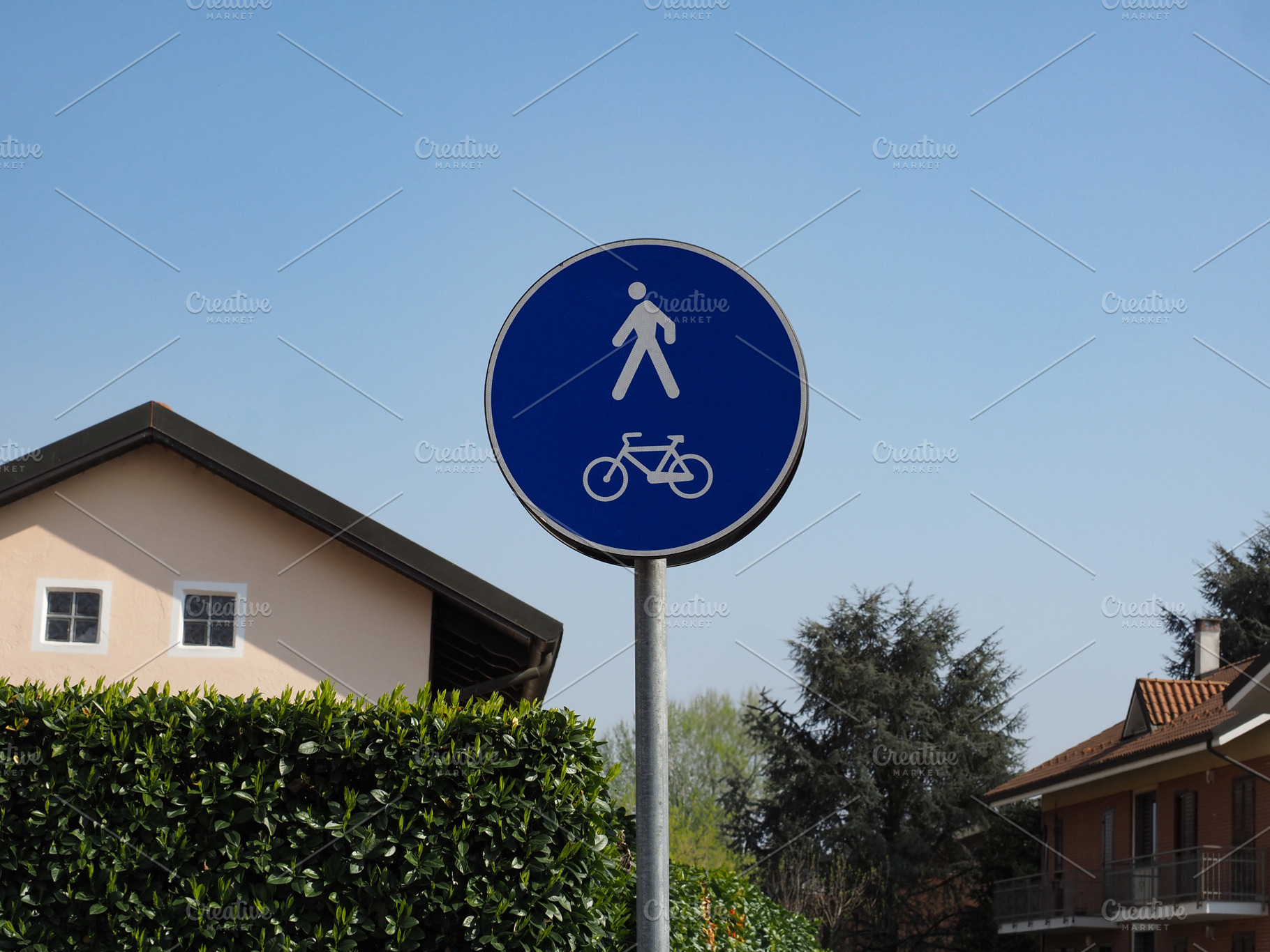 bike and pedestrian lanes sign, a Photo by WorldOfPhotos