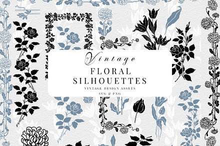 Vintage Floral Silhouettes, a Decorative Illustration by AW Studios