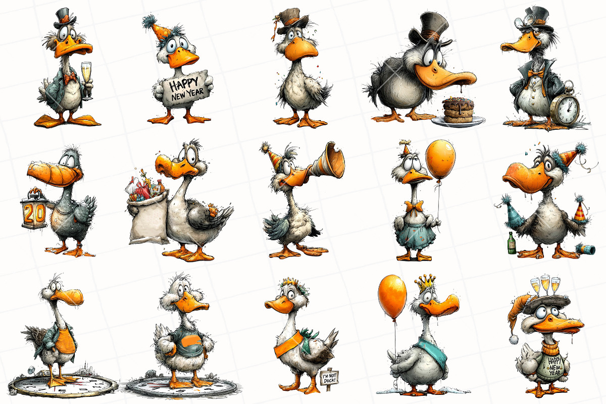 Quirky New Year Goose Clipart, an Illustration by OK Design (Photo 3 of 6)