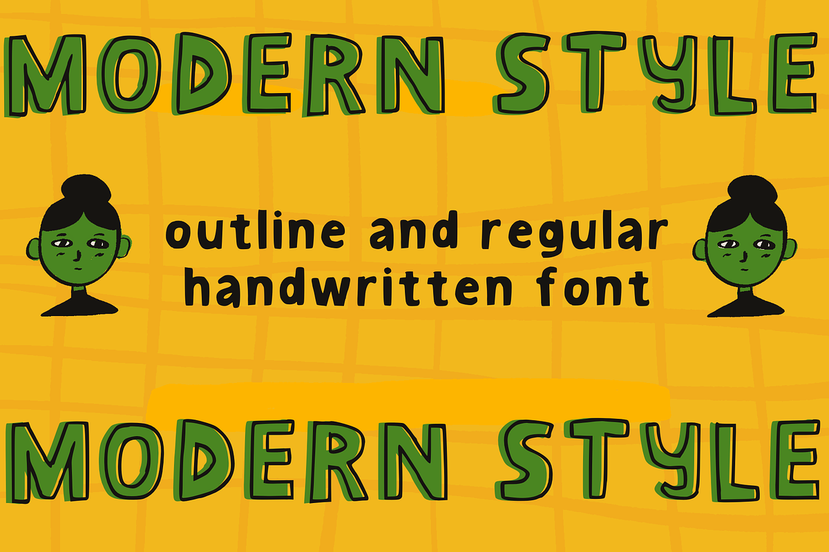 playful outline handdrawn font kit, a Handwritten Font by Ashiya Pixel (Photo 9 of 20)