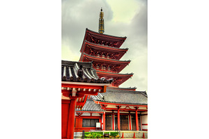 Five-Storey Pagoda of Senso-ji Temple, Asakusa,Tokyo, an Architecture Photo by Leonid Andronov