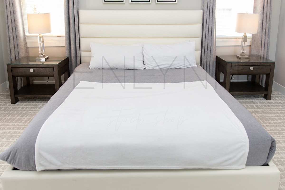 Minky Blanket Mockup on Bed #VH08, a Product Mockup by JENLYNN Stock Shop (Photo 3 of 6)