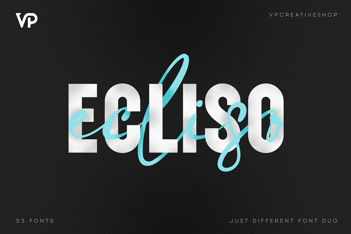 SALE! Ecliso - Sans and Script fonts, a Sans Serif Font by VP Fonts (Photo 1 of 14)