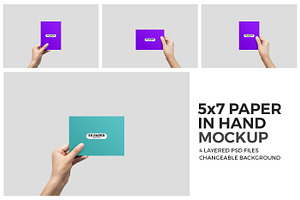 5x7 Paper In Hand Mockup