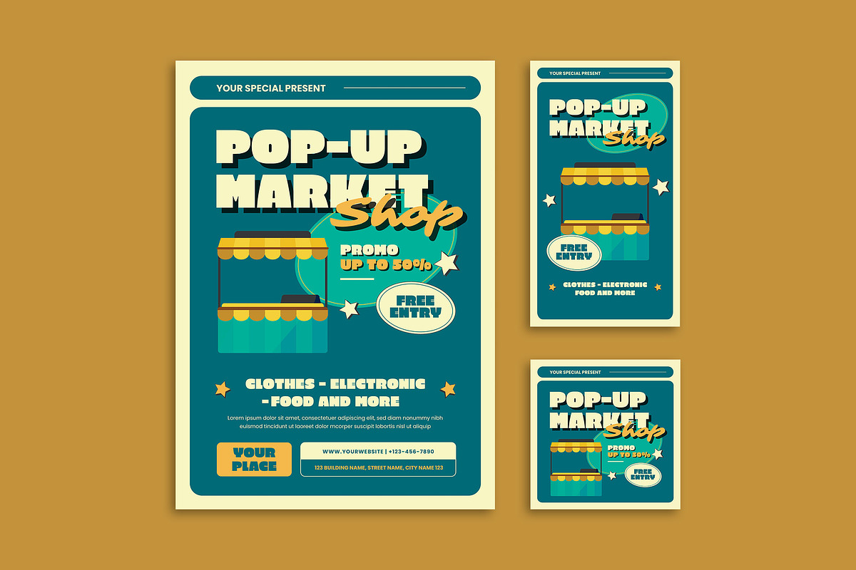 Pop Up Market - Flyer Template, a Flyer Template by Haidezign