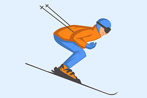 Skier Speeding Down Slope