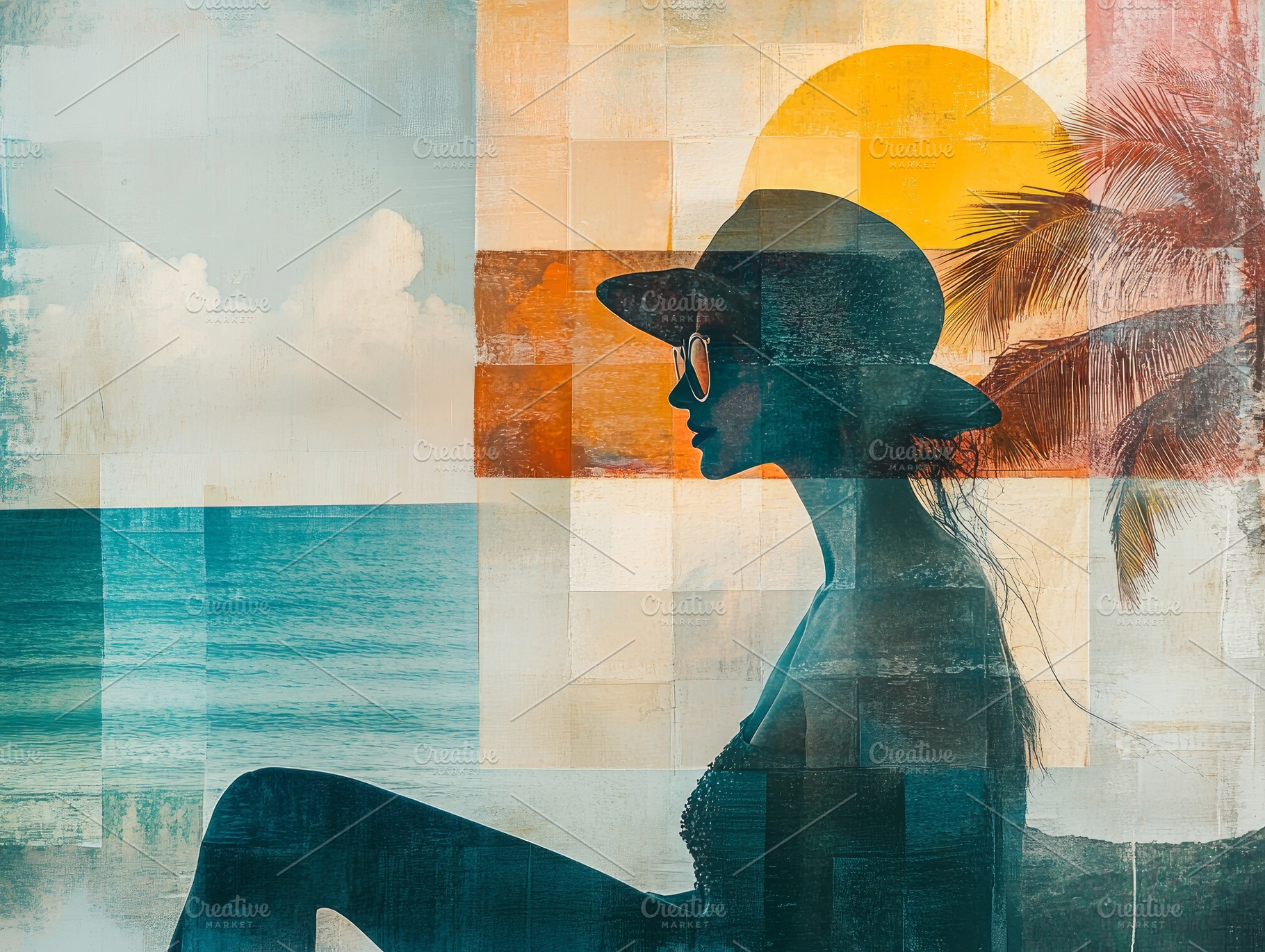 woman by the sea with palm trees., a Photo by Pictures for you!!!!!!!!!