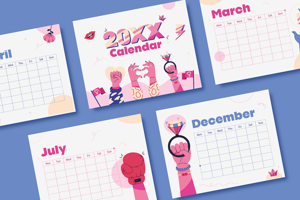 Colorful Printable Calendar Template, a Templates & Theme by studiogstock (Photo 2 of 5)