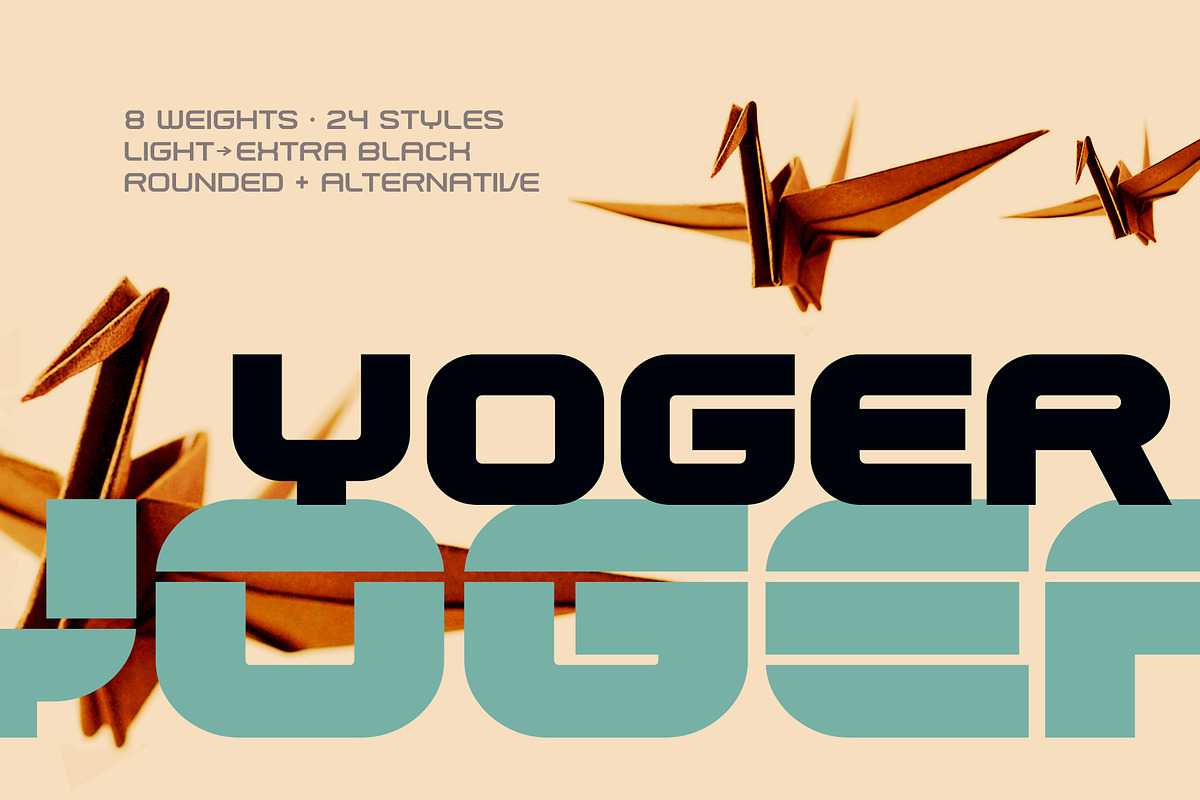 Yoger — Logo display font, a Sans Serif Font by TirionType (Photo 1 of 9)