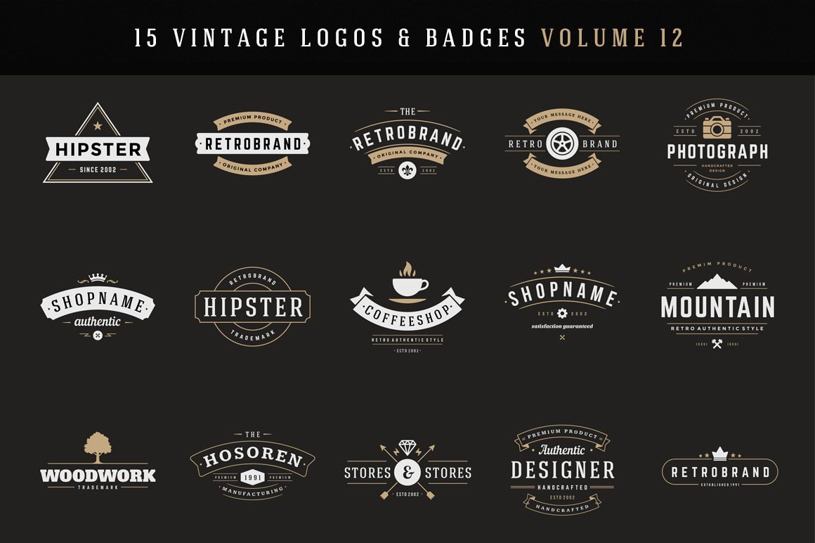 15 Retro Vintage Logotypes or Badges | Branding & Logo Templates ...