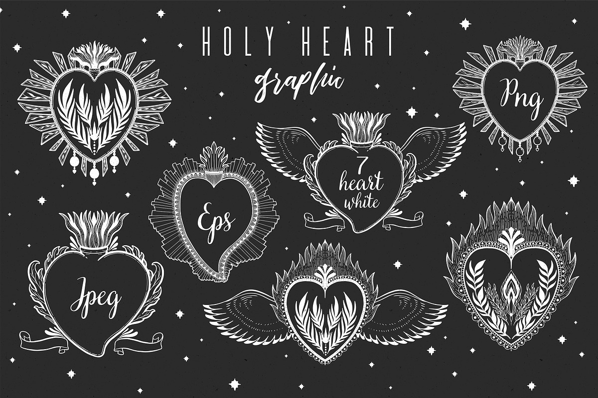 Holy heart.Graphic set.Update., a Decorative Illustration by Moonflora (Photo 3 of 8)