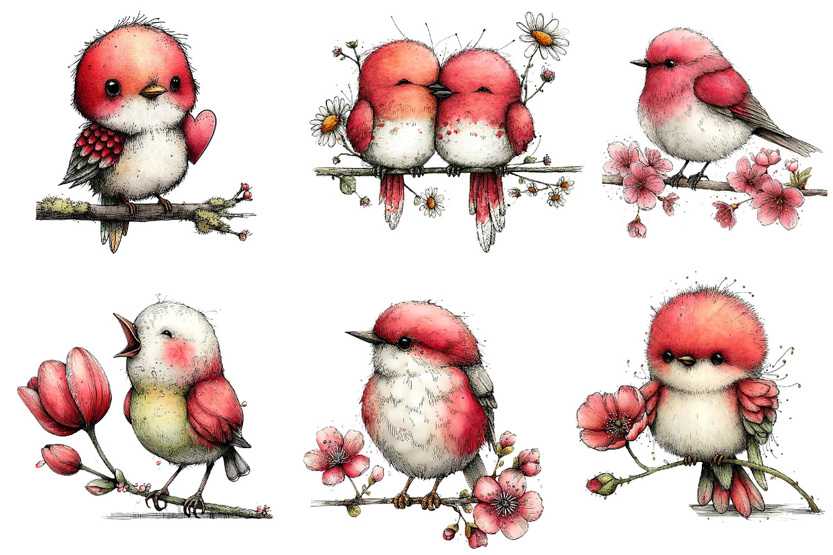 Whimsical Spring Birds Clipart, an Illustration by Dream Creation (Photo 5 of 5)