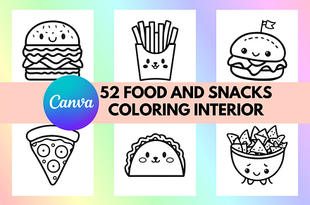 52 Fast Food and Snack Coloring Book