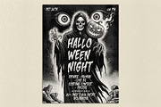 Vintage Halloween Night Poster, a Poster Template by Black Cat Studio (Thumbnail 4 of 4)