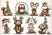 Woodland Christmas Animals Clipart, an Illustration by Dream Creation (Thumbnail 4 of 7)