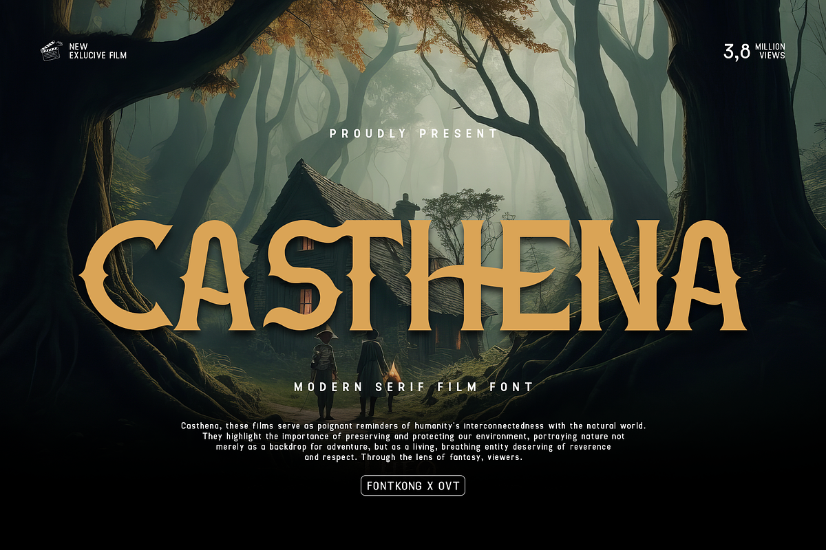 Casthena - Modern Serif Film Font, a Serif Font by overlaytemplates (Photo 1 of 5)