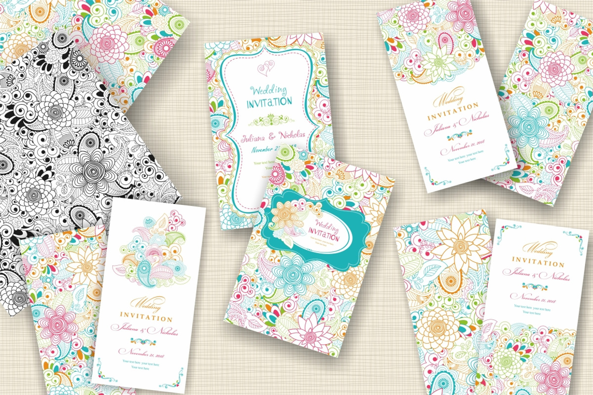 Set of Invitation and patterns, a Card Template by NataLito (Photo 1 of 7)