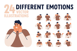 Man Showing Different Emotions Set