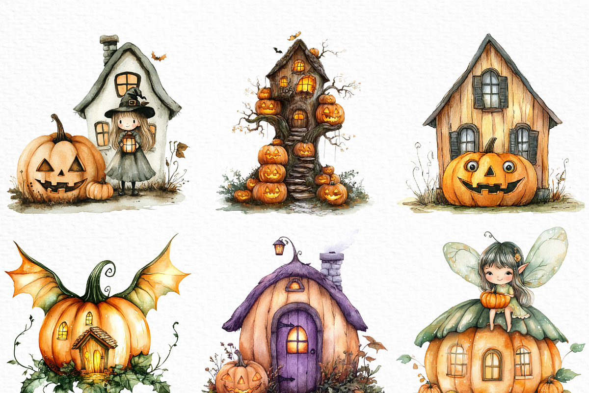 Halloween Pumpkin House Clipart, an Illustration by Craft Nest (Photo 5 of 6)