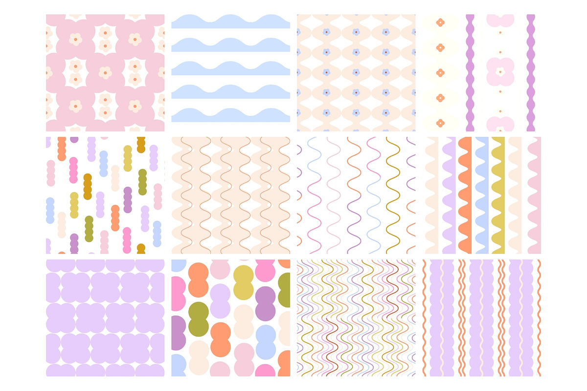 Wave & Blossom Seamless Patterns, a Pattern Graphic by PaperJamLab (Photo 19 of 21)