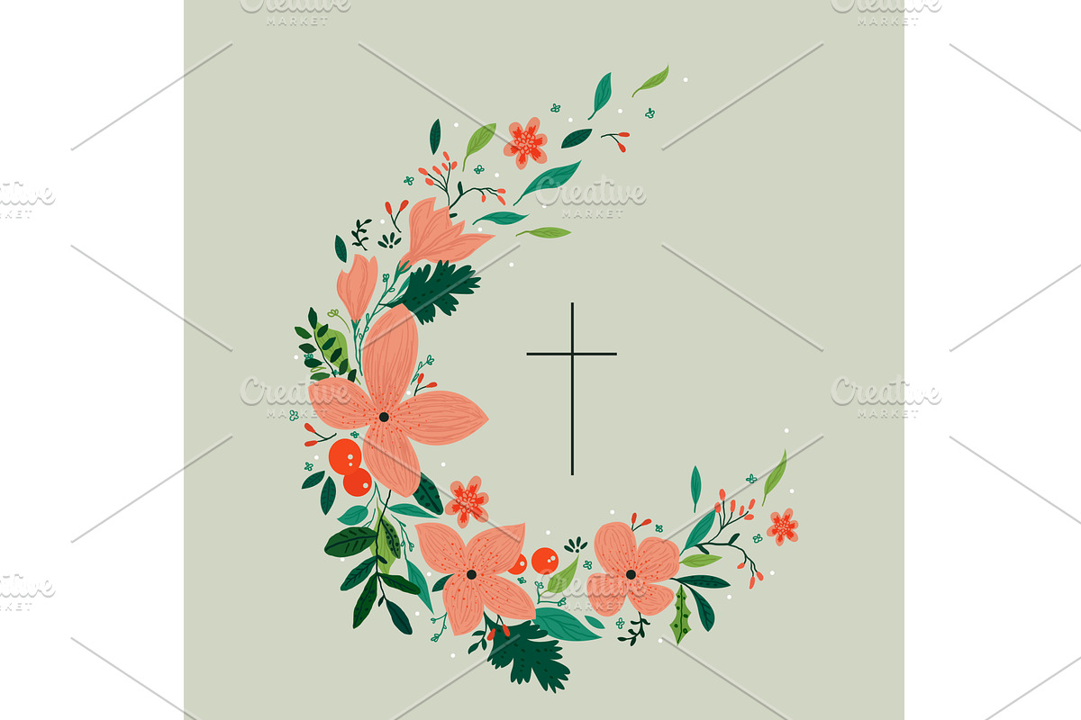 Vector drawing, Christian cross with, an Illustration by Mila Di Art