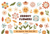 Groovy flower clipart, a Seasonal Illustration by JulzaArt (Thumbnail 1 of 5)
