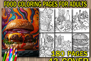 Food Coloring Book for Adults, a Seasonal Illustration by Printable Design Store
