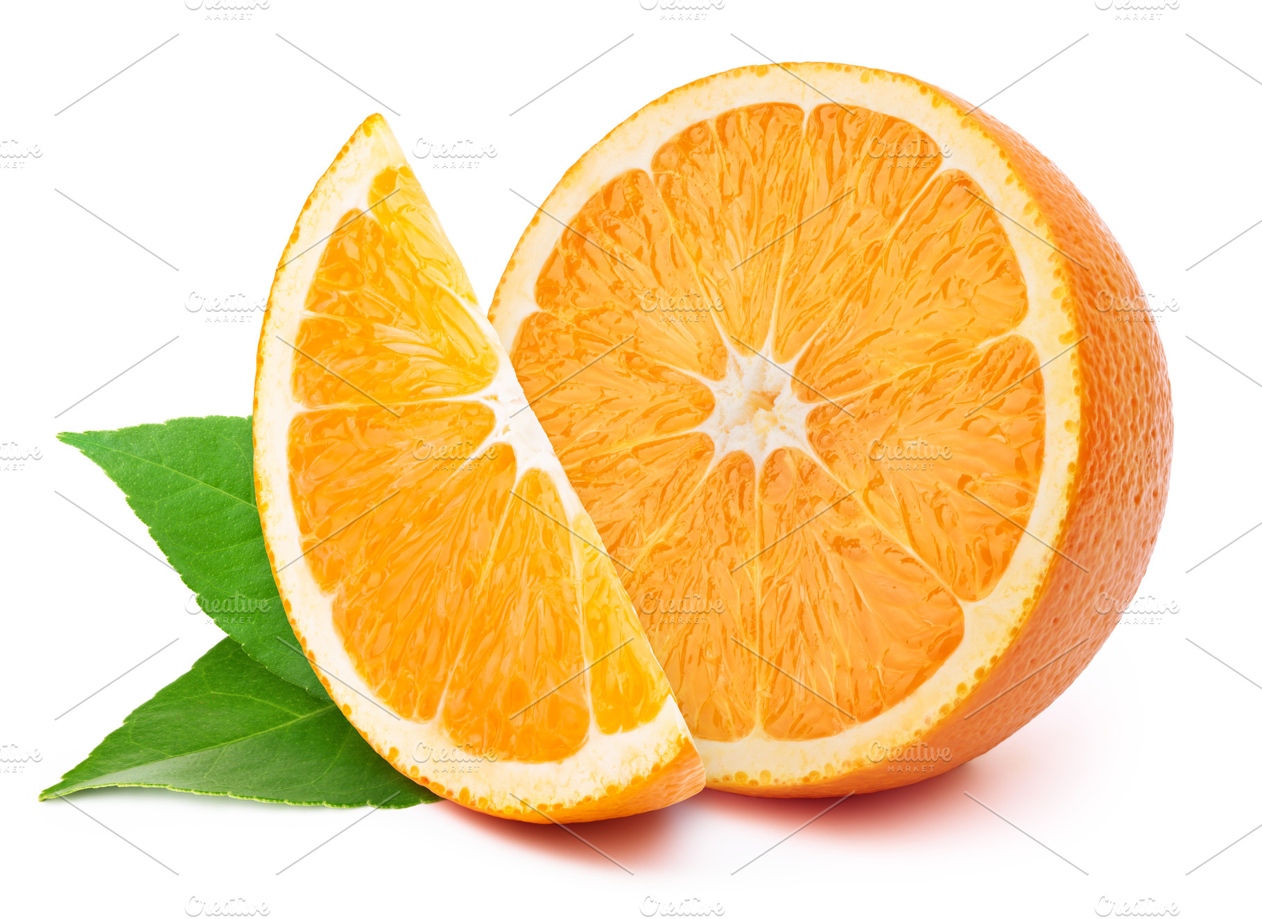Orange slices isolated on white stock photo containing orange and half, a Food & Drink Photo by vmenshov