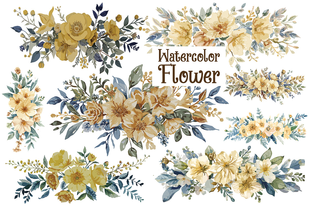 Yellow Watercolor Florals, an Illustration by balal