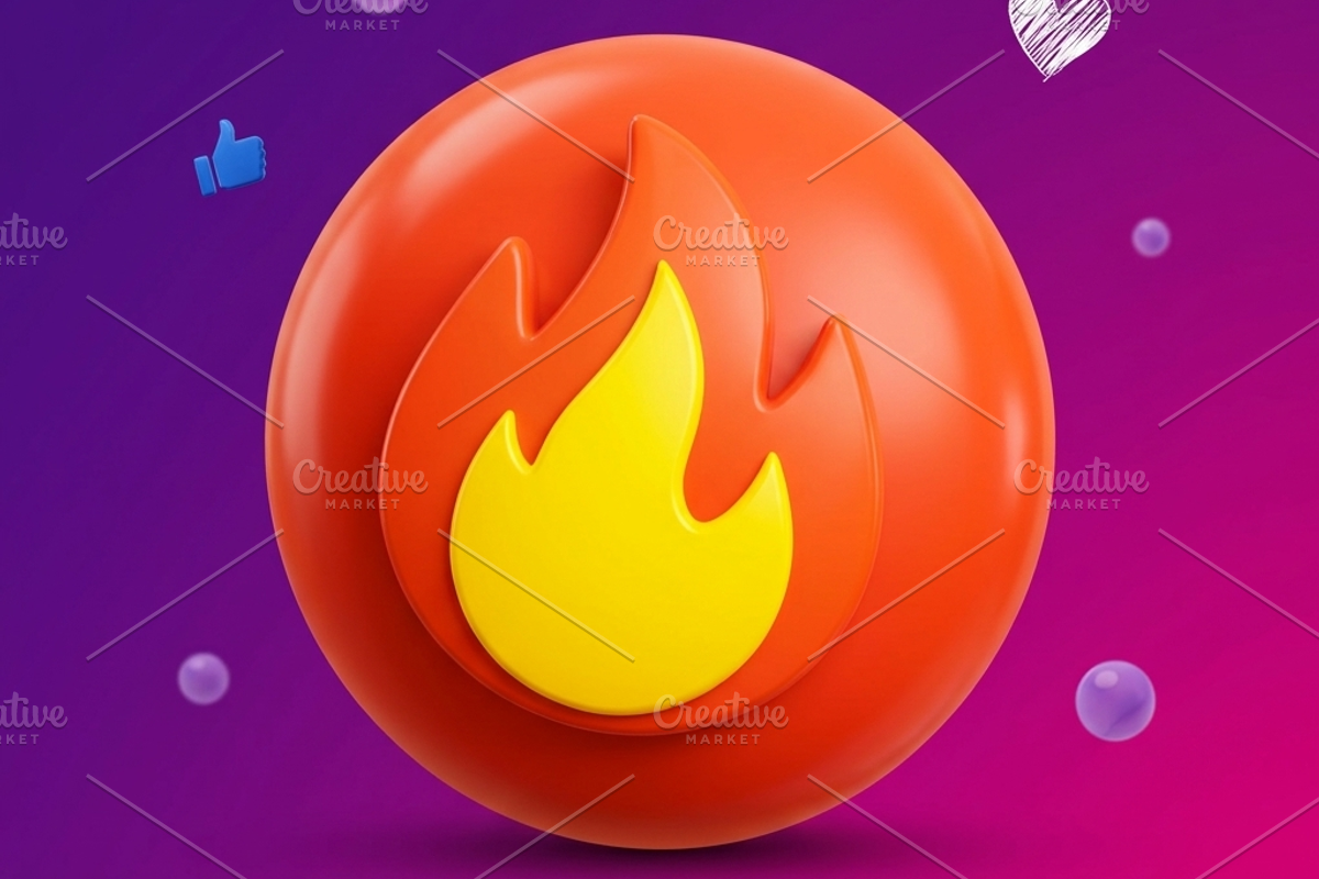 3D Fire Icon Hot Flame Social Media, an Arts & Entertainment Photo by microtasker (Photo 2 of 2)