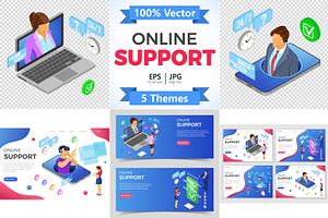 Isometric Online Customer Support, a Person Illustration by TAlex