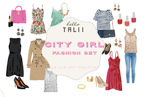 City Girl Fashion Set (Clip Art)