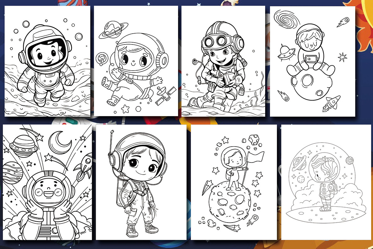 20 Astronaut Coloring Page, an Illustration by Eka Design (Photo 2 of 2)