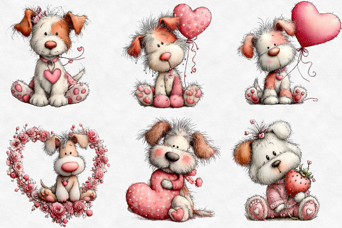 Whimsical Valentine Dog clipart, an Illustration by Designworld (Photo 4 of 6)