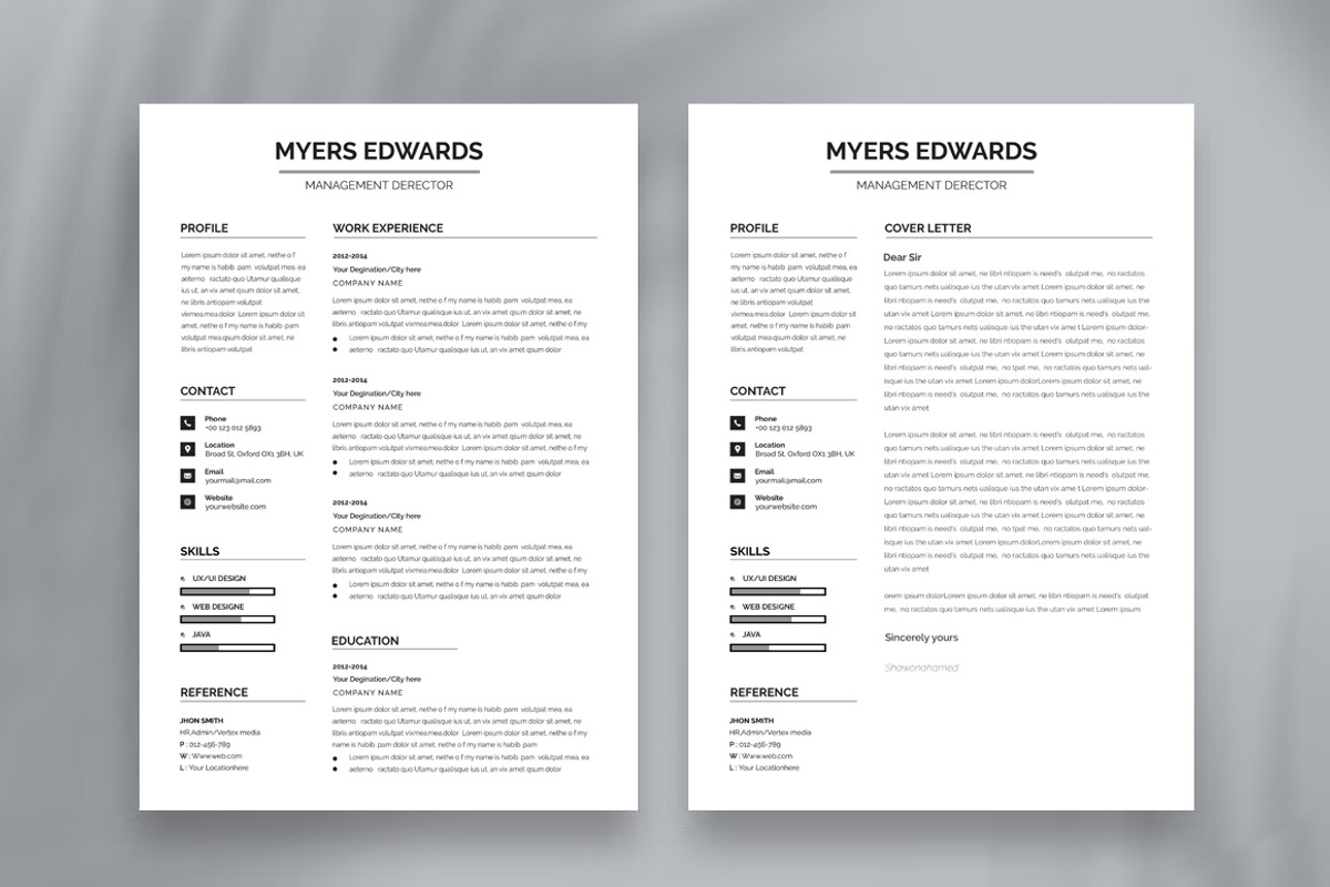 Clean and creative minimal resume, a Resume Template by Blackcloud_Creations (Photo 2 of 6)