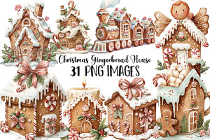 Christmas Gingerbread House Clipart, an Illustration by DreamArtGraphic