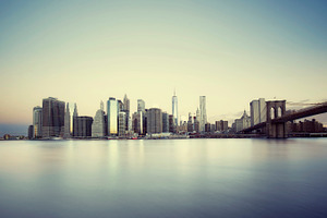 Sunrise over manhattan containing new, york, and city
