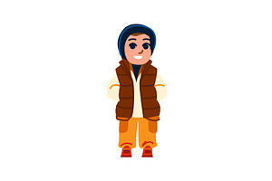Smiling boy wearing winter clothes, a Person Illustration by pikepicture