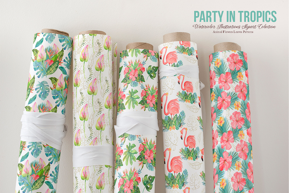 Watercolor Tropical Party, an Animal Illustration by TanataDesign (Photo 11 of 13)