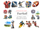 Watercolor Football Clipart, a Decorative Illustration by stickermadness (Thumbnail 1 of 5)