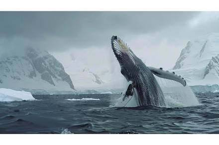 Majestic Humpback Whale Leaping Out, an Animal Photo by Goinyk