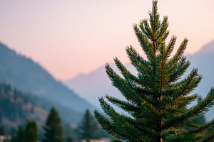 Breathtaking mountain landscape with pine trees, a Nature Photo by AlyaAnd