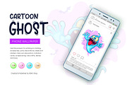 Cute cartoon ghost. Tshirt, PNG., a Person Illustration by KENO Mascots (Thumbnail 6 of 9)