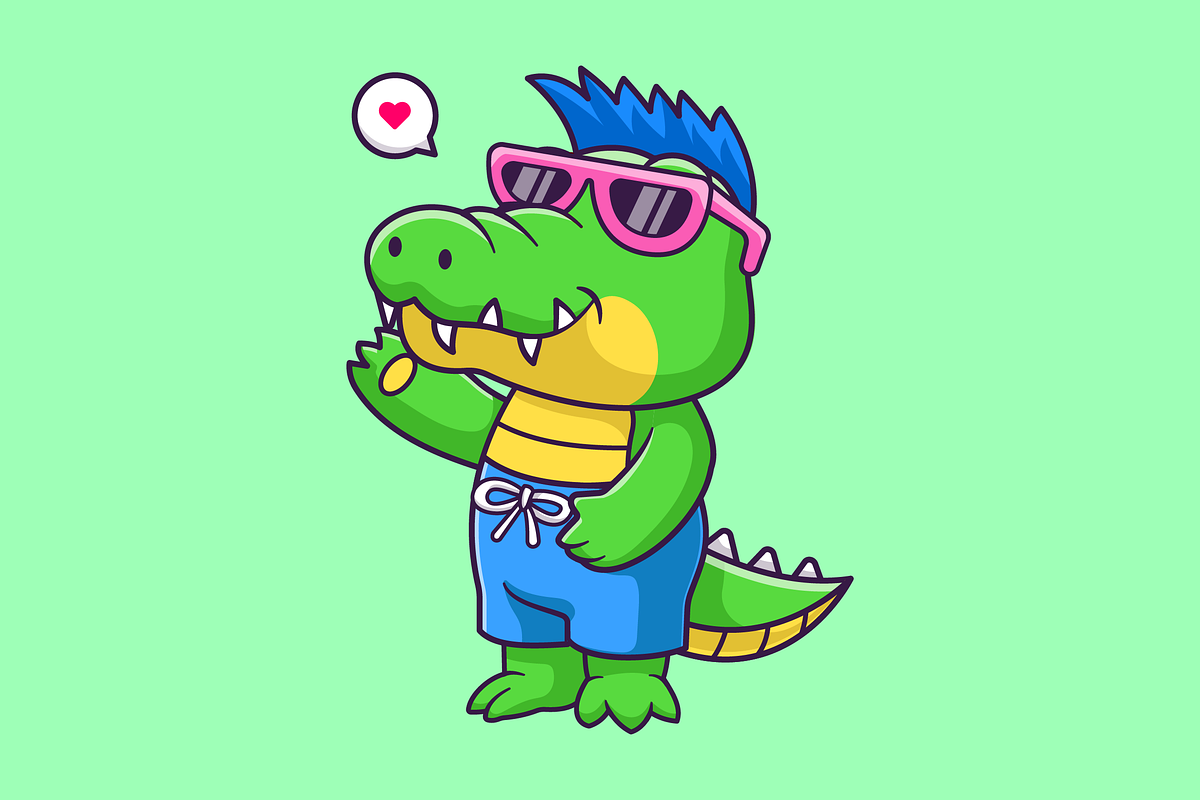 Cute Summer Crocodile With Glasses, an Animal Illustration by Catalyst Labs (Photo 3 of 3)