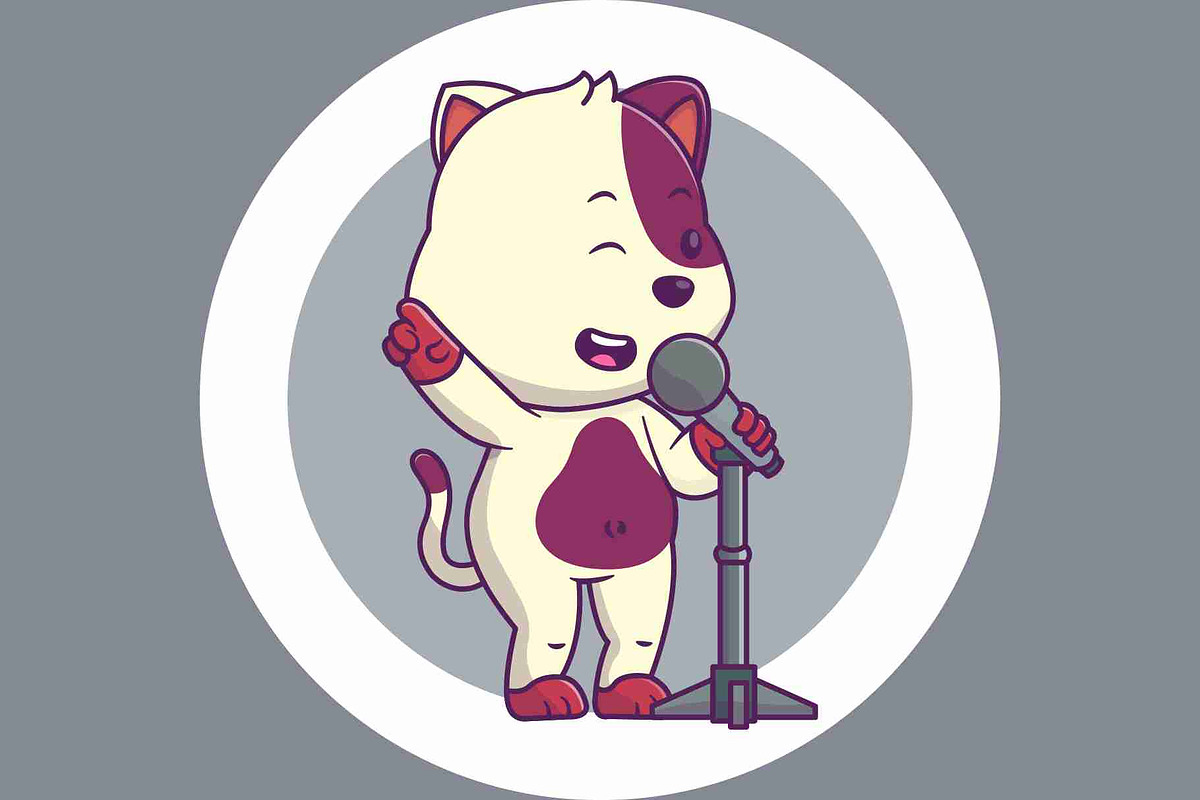 Cute Cat Singing With Microphone, an Animal Illustration by Artstorystudio (Photo 3 of 3)