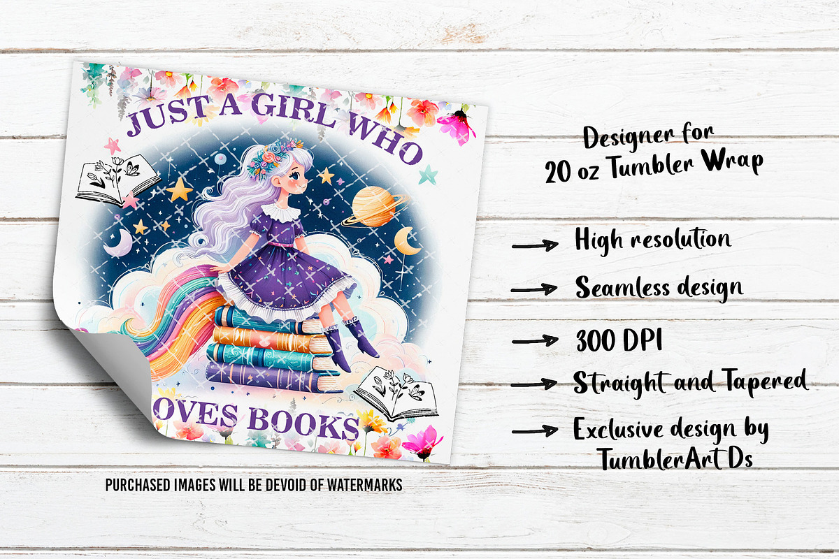 Just A Girl Who Loves Books PNG, a Pattern Graphic by TumblerArtDS (Photo 3 of 3)