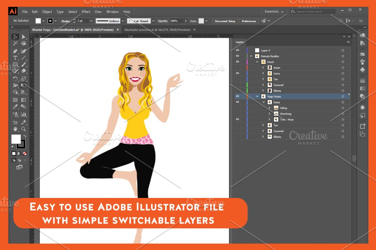 Yoga Teacher Portrait Creator, a Person Illustration by Lauren Lesley Studio (Photo 3 of 43)