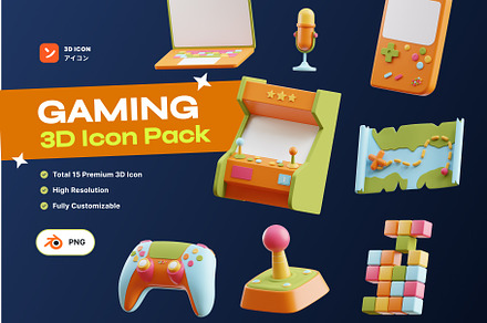 Gaming 3D Icon Pack, an Object 3D Model by orenjidesign