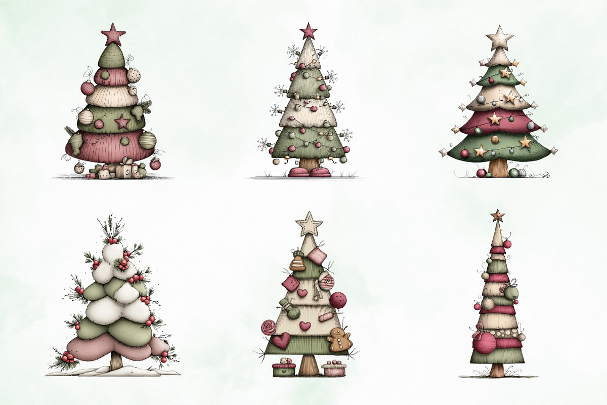 Whimsical Christmas Tree Clipart, an Illustration by Creative Art (Photo 4 of 11)