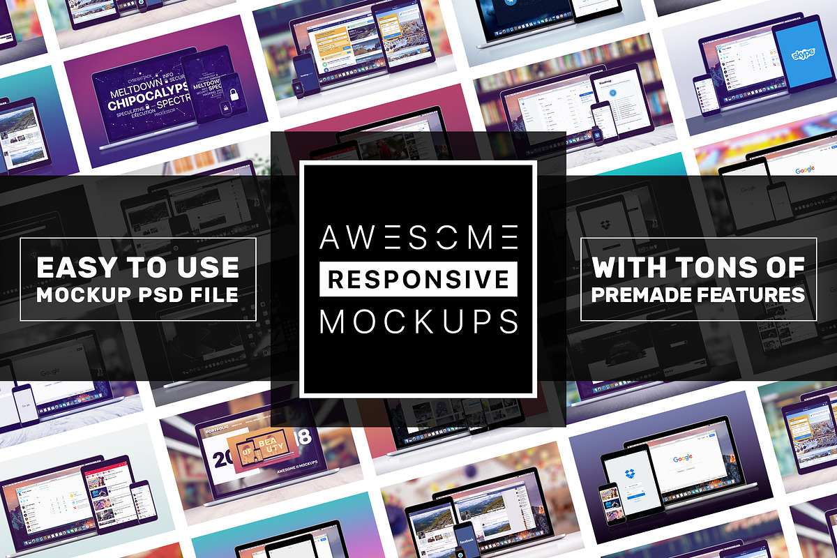 Awesome Responsive Mockups, a Books & Magazine Mockup by Mockups & Illustrations (Photo 1 of 15)